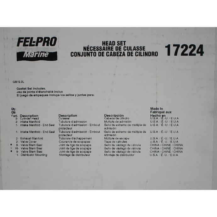 Cylinder Head Gasket Compatible With : Marine CCM V8 305CI 5.0L Chevrolet; CRM V8 305CI 5.0L Chevrolet; FLM V8 305CI 5.0L Chevrolet; GMM V8 305CI 5.0L See Picrures For Other Applications.