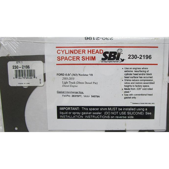 Cylinder Head Saver Shim Compatible With : 2004-2010 Ford E-350 / E-450  Super Duty V8, 6.0L / 365 CID OHV 32 Valve Power Stroke (20mm Dowel) Turbo , Vin : P