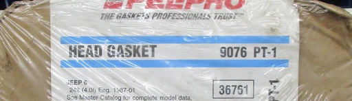 [9076PT1FEL] Cylinder Head Gasket Set Compatible With : 1987-1990, 1991-2001 Jeep Cherokee, 1993-2003 Grand Cherokee, 1991-2003 Wrangler  4.0L/242 CID L6, OHV 12 Valve