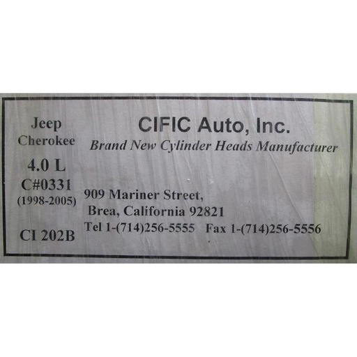 [410086NC] 1998-2005 Jeep Cylinder Head Compatible With : Cherokee/Grand Cherokee L6, 4.0L/242, OHV 12 Valves (IN LINE) Casting Number #0331 ($100 Core Charge)